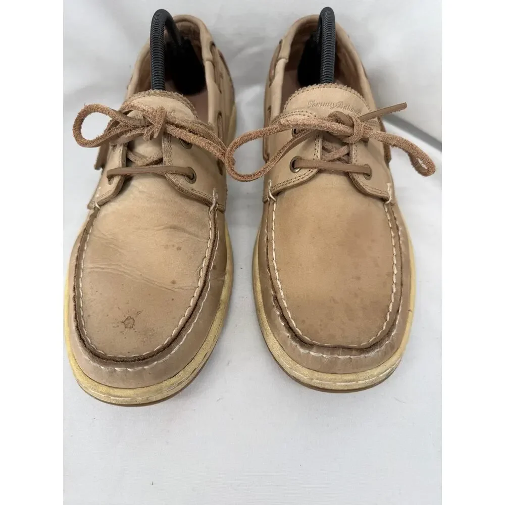 Tommy Bahama Arlington Boat Shoes Mens 12M Beige Nubuck Leather Lace Up Nautical